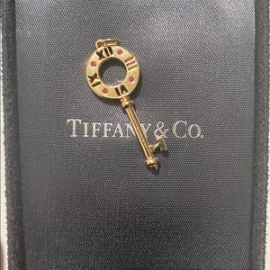 Tiffany & Co. 18k rose gold small key with rubies